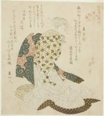 Dongfang Shuo (Tohosaku), from the series "Lives of Taoist Immortals Parodied by Courtesans - A Series of Seven (Keisei mitate ressenden, nanaban no uchi)"