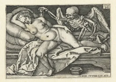 Dood en slapende jonge vrouw