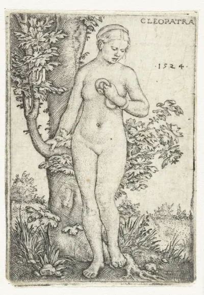 Dood van Cleopatra met slang bij een vijgenboom
