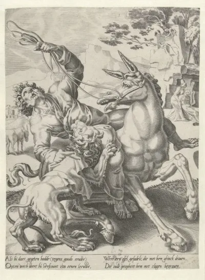 Dood van de godsman door een leeuw