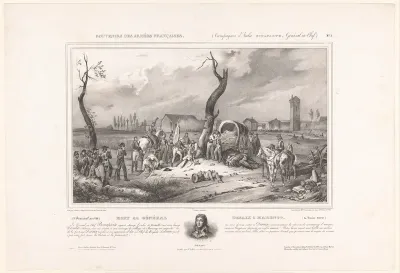 Dood van generaal Desaix in Marengo en portret van Louis Charles Antoine Desaix