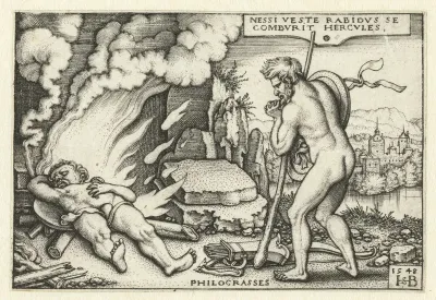 Dood van Hercules op brandstapel en Philoctetes