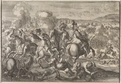 Dood van koning Gustaaf II Adolf van Zweden tijdens de slag van Lützen, 1632