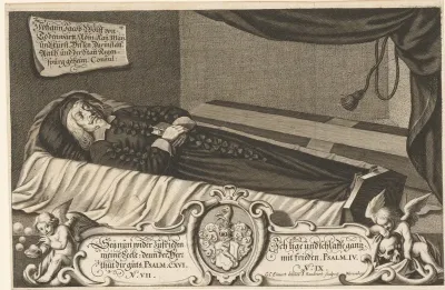 Doodsportret van Johann Jakob Wolff von Todenwarth in zijn doodskist