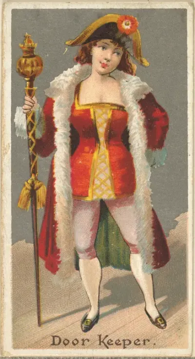 Door Keeper, from the Occupations for Women series (N166) for Old Judge and Dogs Head Cigarettes