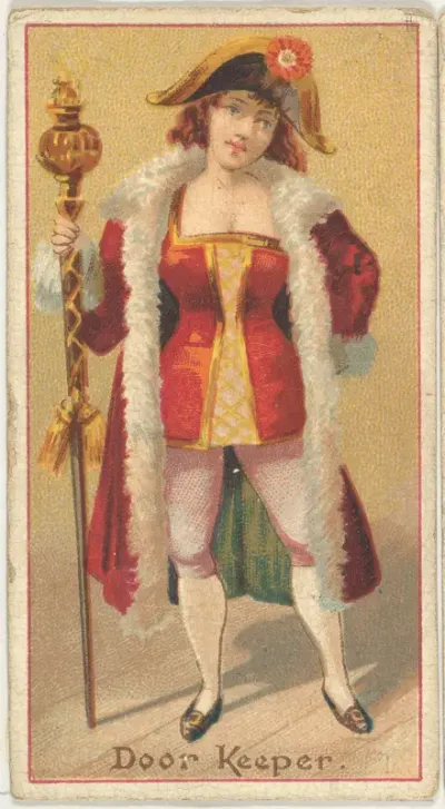 Door Keeper, from the Occupations of Women series (N502) for Frishmuth's Tobacco Company