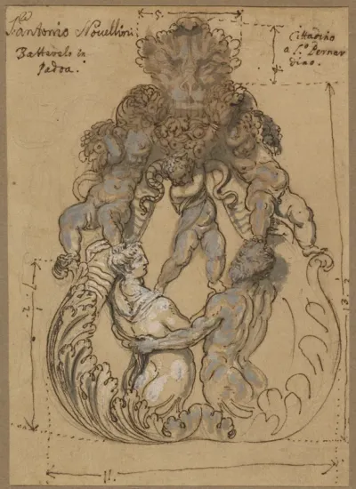 Door Knocker with Triton, Nereid, and Putti