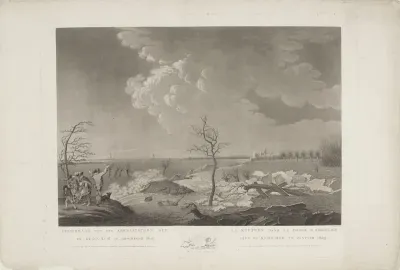 Doorbraak van den Arkelenschen Dijk bij Kedichem in Louwmaand 1809 / La Rupture dans la Digue D Arkelen (...)