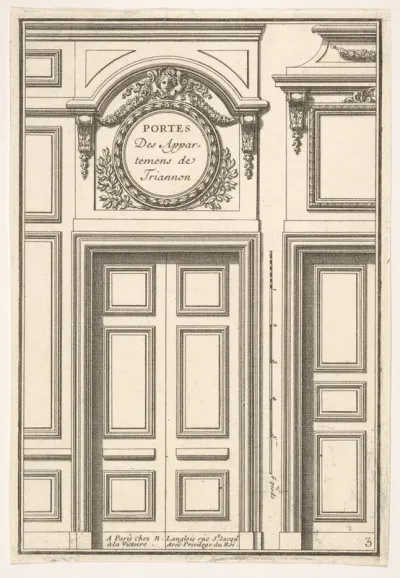 Doors of the Trianon Apartments, plate III from "Portes a Placard et Lambris"