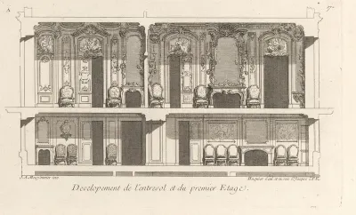 Doorsnede van de entresol en eerste verdieping van het huis van Léon Berthous in Bayonne
