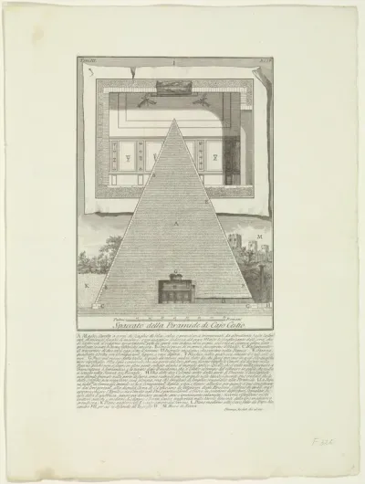 Doorsnede van de Piramide van Cestius te Rome