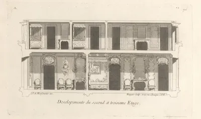 Doorsnede van de tweede en derde verdieping van het huis van Léon Berthous in Bayonne