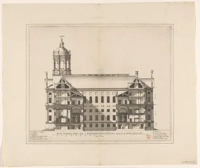 Doorsnede van het Stadhuis op de Dam, door de breedte