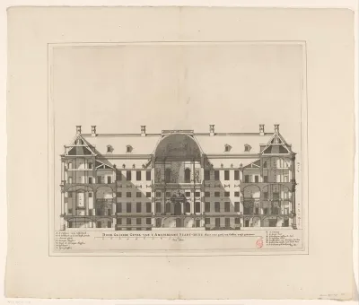 Doorsnede van het Stadhuis op de Dam, door de lengte
