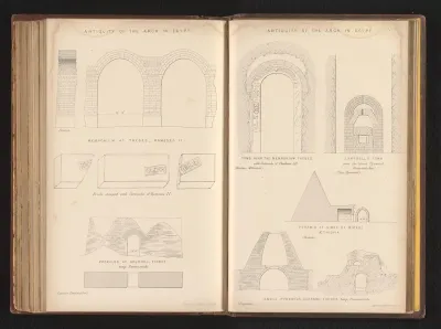 Doorsnedes van Egyptische boogconstructies