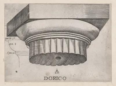 Doric base, from "Speculum Romanae Magnificentiae"