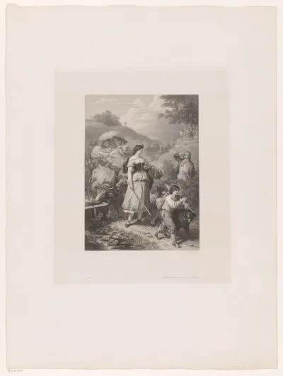 Dorothea met een groep reizigers uit Goethe's Hermann und Dorothea