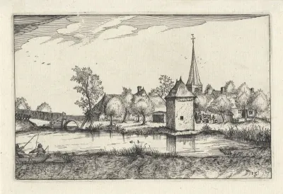 Dorp aan een vijver