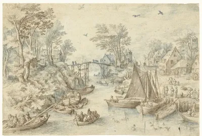 Dorp, doorsneden door een druk bevaren rivier