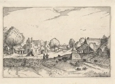 Dorp in een landschap