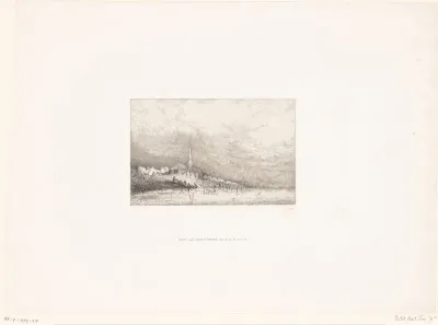 Dorp met kerk aan de kust