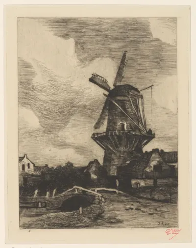 Dorp met molen