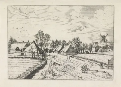 Dorp met windmolen