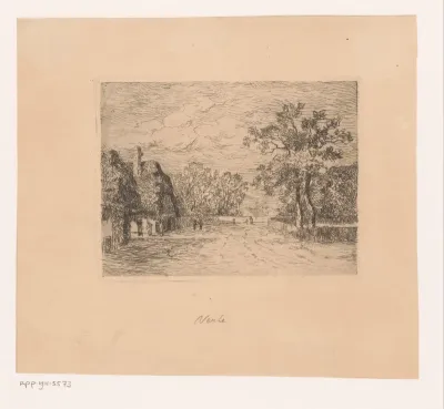 Dorpsgezicht met brede landweg