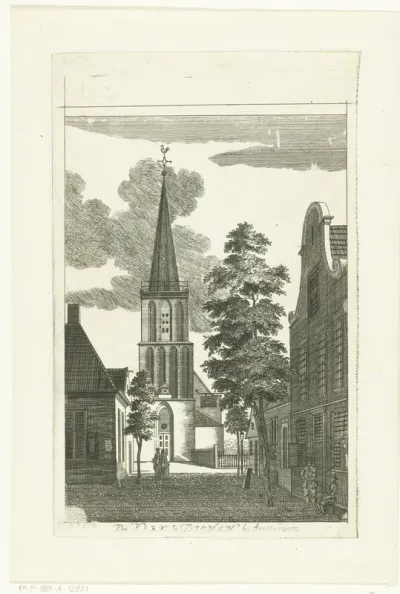 Dorpsgezicht met de kerk te Diemen