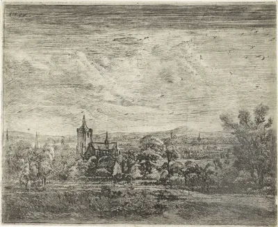 Dorpsgezicht met een kerk