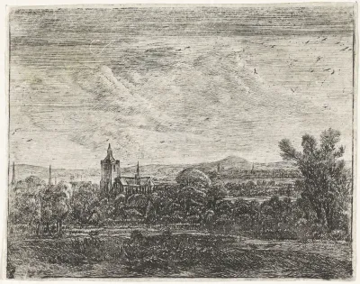 Dorpsgezicht met een kerk