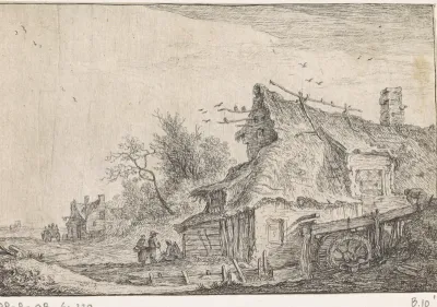 Dorpsgezicht met een watermolen