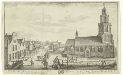 Dorpsgezicht met Hervormde Kerk in Dorpsstraat  te Zegwaart