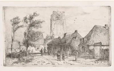 Dorpsgezicht met kerktoren