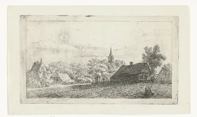 Dorpsgezicht met kerktoren tussen bomen