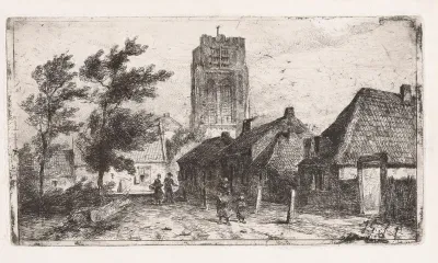 Dorpsgezicht met kerktoren