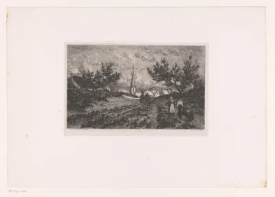 Dorpsgezicht met landweg in de Kempen
