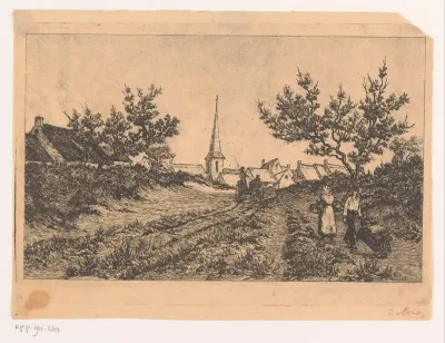 Dorpsgezicht met landweg in de Kempen