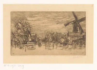 Dorpsgezicht met molen