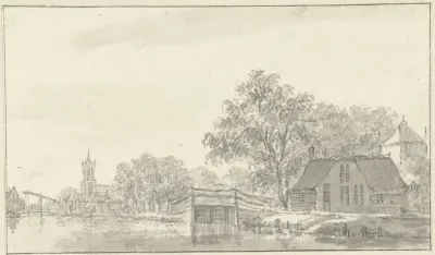 Dorpsgezicht met rivier