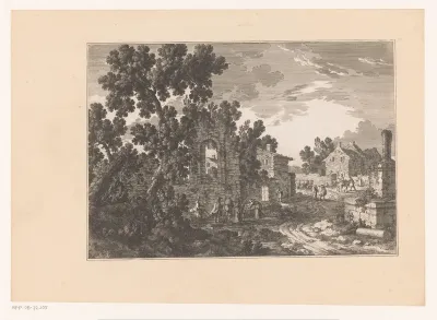 Dorpsgezicht met ruïnes