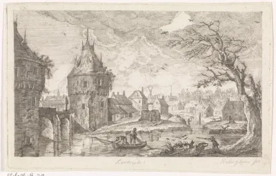 Dorpsgezicht met vissers
