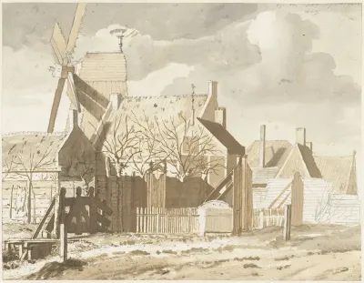 Dorpsgezicht met windmolen