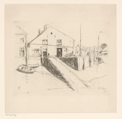 Dorpshuizen langs de kade