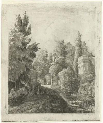 Dorpsstraat met een wandelend gezelschap