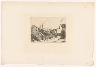 Dorpstraat met drie figuren