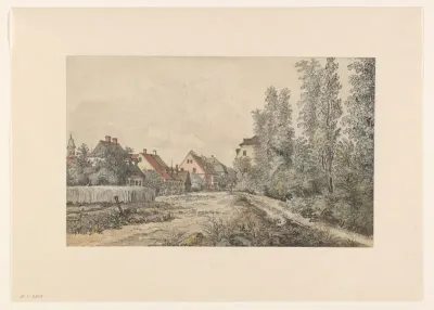 Dorpsweg met huizen (in Duitsland?)