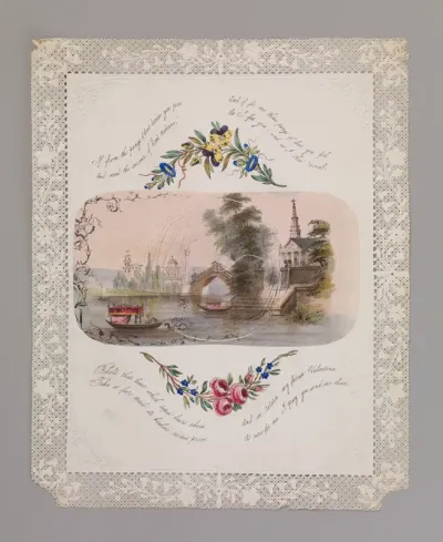 Double cobweb valentine with Venetian scene