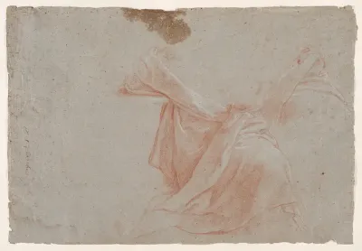 Double-sided Sheet: (recto) Study of Draperies; (verso) Study of a Standing Female Nude in a Beckoning PoseTurned toward Left.
