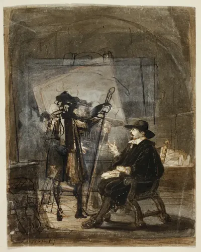 Dr. Nicholas Tulp in Rembrandt's Studio (recto); Scene from Rembrandt's Life (?) (verso)